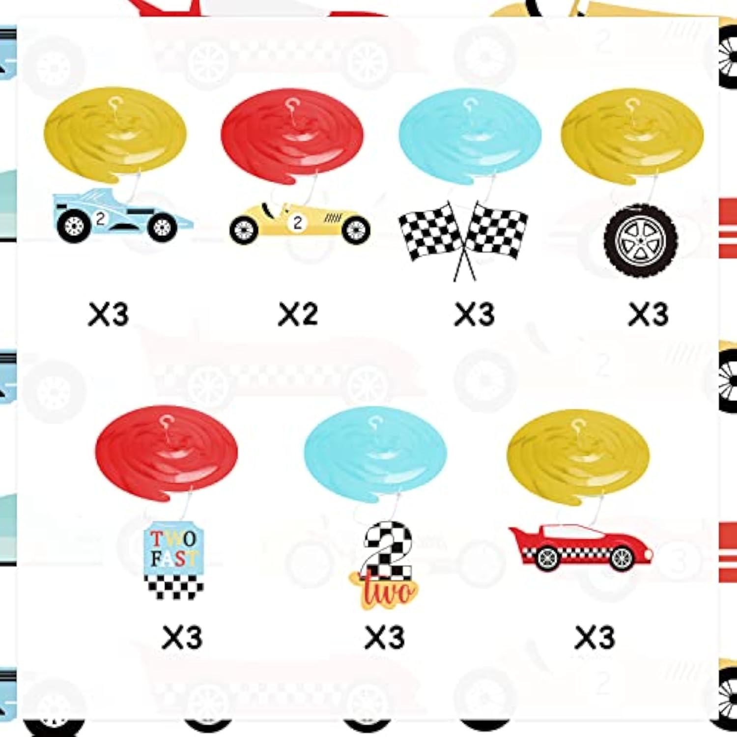 20Pcs Race Car Hanging Swirls – Checkered Flag Racing Theme Party Decor