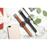 Galaxy Watch 5 Pro Bands 45Mm, Galaxy Watch 7/6/4 Classic Band 46Mm 43Mm 42Mm, Samsung Galaxy Watch 6/5/4/Acitve 2 Bands 44Mm 40Mm, 20Mm Leather Wristband Replacement Strap Men, Black+Brown