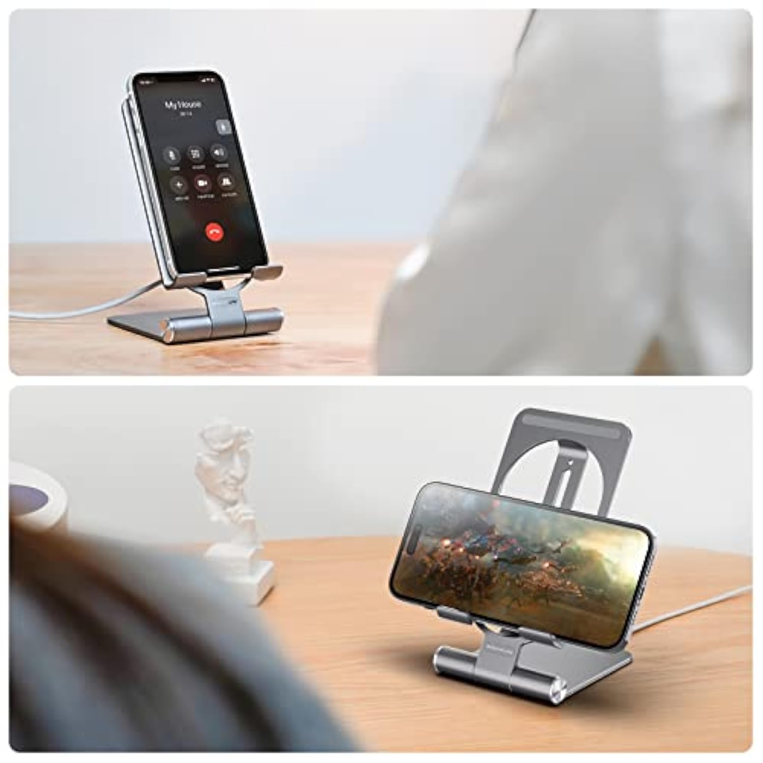 Fast Wireless Charger - Metal Foldable And Adjustable Wireless Charging Stand For Iphone 16 15 14 13 12, Samsung Galaxy S25 S24 S23 S22 S21 Ultra/Plus And Android Phones, Space Grey