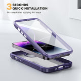Designed For 14 Pro Case 6.1’’, Full Body Rugged Protective Case+ Camera Lens Protector W/Built-In Touch Sensitive Anti-Scratch Screen Protector, Bumper (Royal Purple)