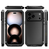Heavy Duty Shockproof Aluminum Alloy Metal Case with Silicone Built-in Screen Protector for iPhone 17 Pro - Black