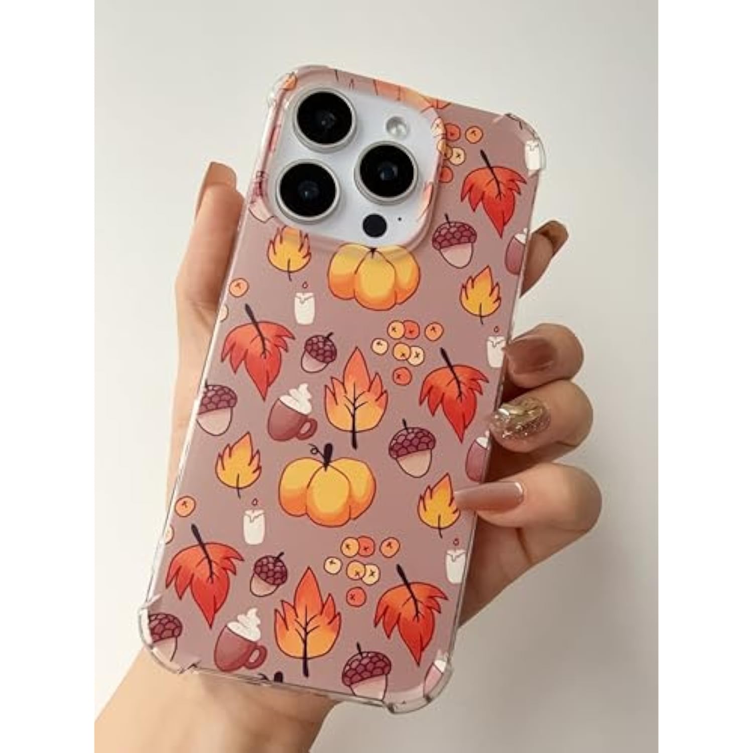 Fall Leaves Pumpkin Acorns Case Compatible With Iphone 15 Pro Max, Aesthetic Autumn Halloween Case For Iphone 15 Pro Max For Teens Men And Women, Cool Tpu Bumper Phone Case Cover