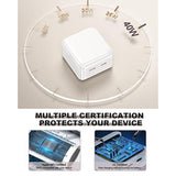 Iphone Fast Charger, 40W Dual Usb-C Quick Wall Charger 10Ft Charging 2Pack 10Ft Extra Long Lightning Cable+Double Port Foldable Usbc Iphone Charger Fast Charging For Iphone 14/13/12/11/Xr/Xs/Se/Ipad