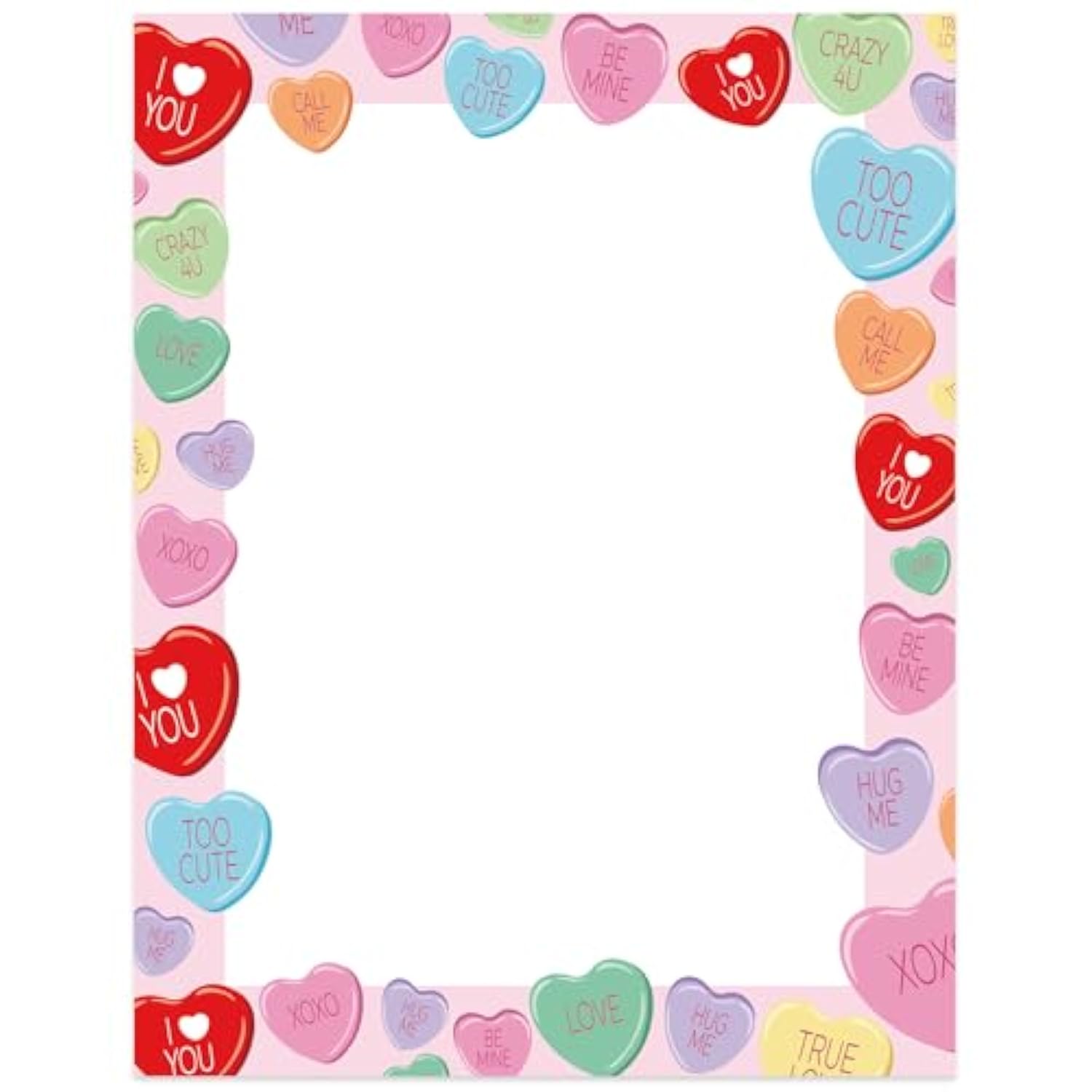 80 Sheets Valentine'S Day Stationery Paper Conversation Heart Letterhead Letter Writing Paper Single-Sided Colorful Computer Printer Paper For Note Invitation Office Printing, 8.5 X 11 In
