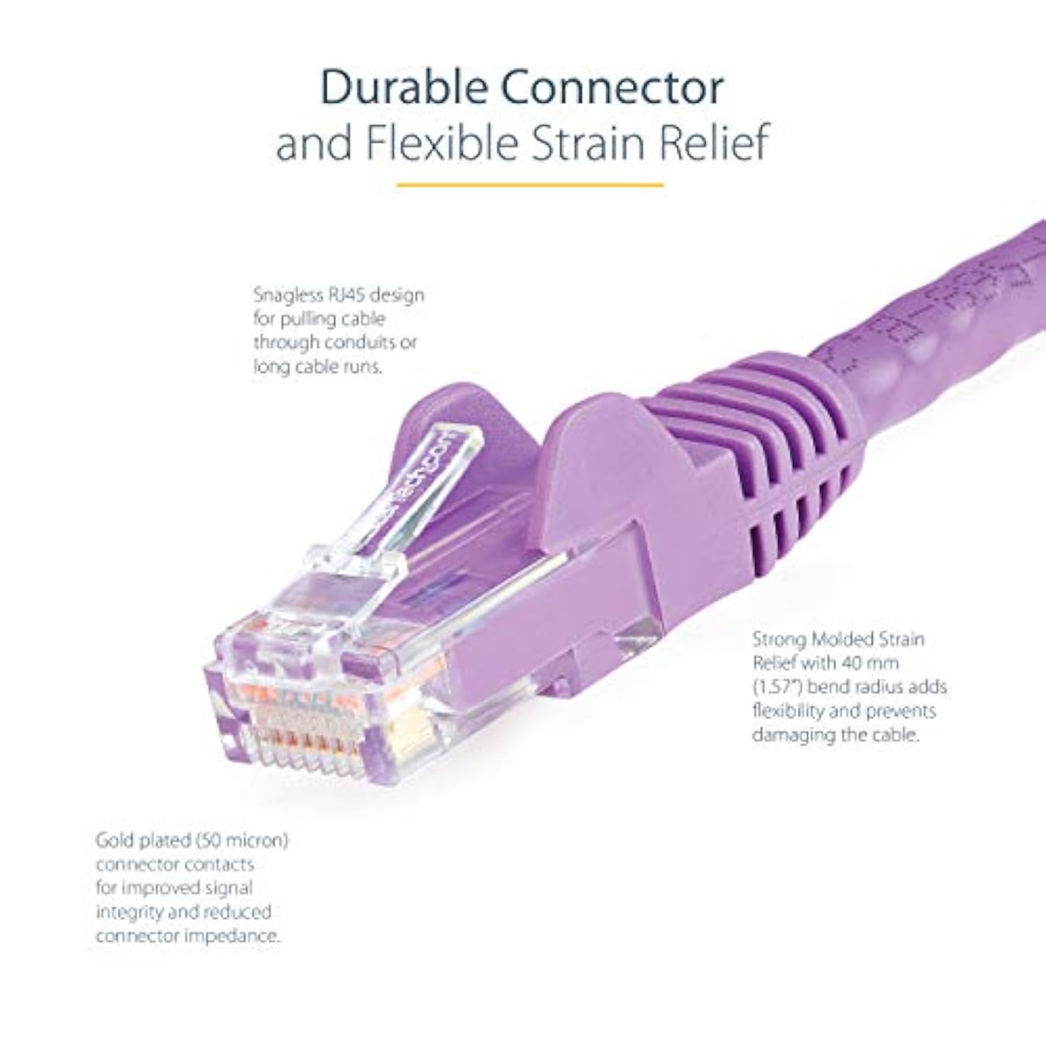 15Ft Cat6 Ethernet Cable - Purple Cat 6 Gigabit Ethernet Wire -650Mhz 100W Poe