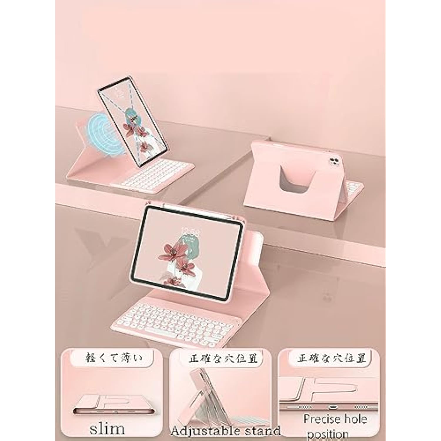 Keyboard Case For Ipad 10Th Gen 10.9 ''?I-Pad 10 Clear Back Cover With Mouse 360° Rotating Stand Magnetic Detachable Bluetooth Keyboard Folio Case With Pen Holder (Black?Round Key ?)