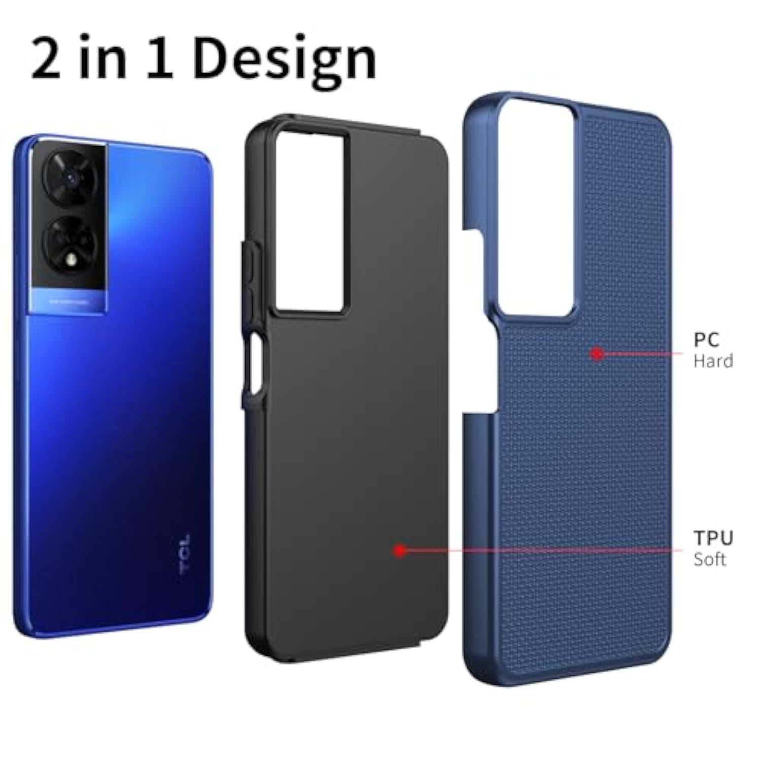 TCL 50 XE 5G Case with Screen Protector Dual Layer Shockproof Blue
