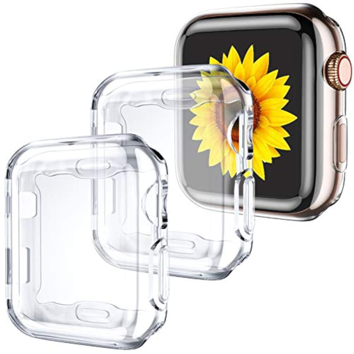 3 Pack Compatible with Apple Watch 38mm Case, Soft HD Screen Protector with TPU Bumper Protective Cover for iWatch Series 3/2/1 38mm (3 Clear)