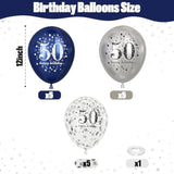 15-Pack Navy Blue and Silver 50th Birthday Balloons for Men