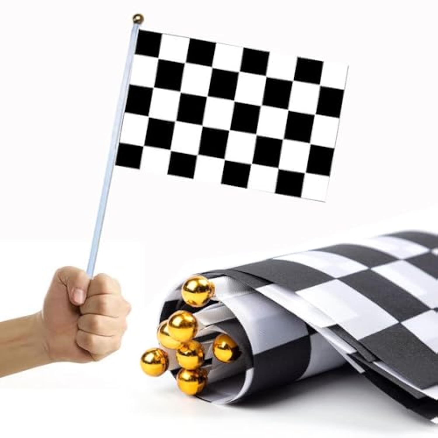 Traffic Cones With Racing Checkered Flags-8 Traffic Cones With Hole On Top, 16 Checkered Flags, Race Car Birthday Party Supplies, Table Centerpiece Decorations, Kids Gift (24Pcs)