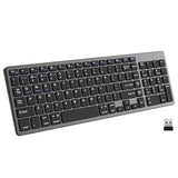 Wireless Keyboard With 102 Keys, Bluetooth And 2.4 Ghz Wireless, Low Profile, Number Pad, Fluid Quiet Typing, 12 Programmable Keys, Usb C Rechargeable, For Phone, Tablet, Pc, Laptop, Tv - Black