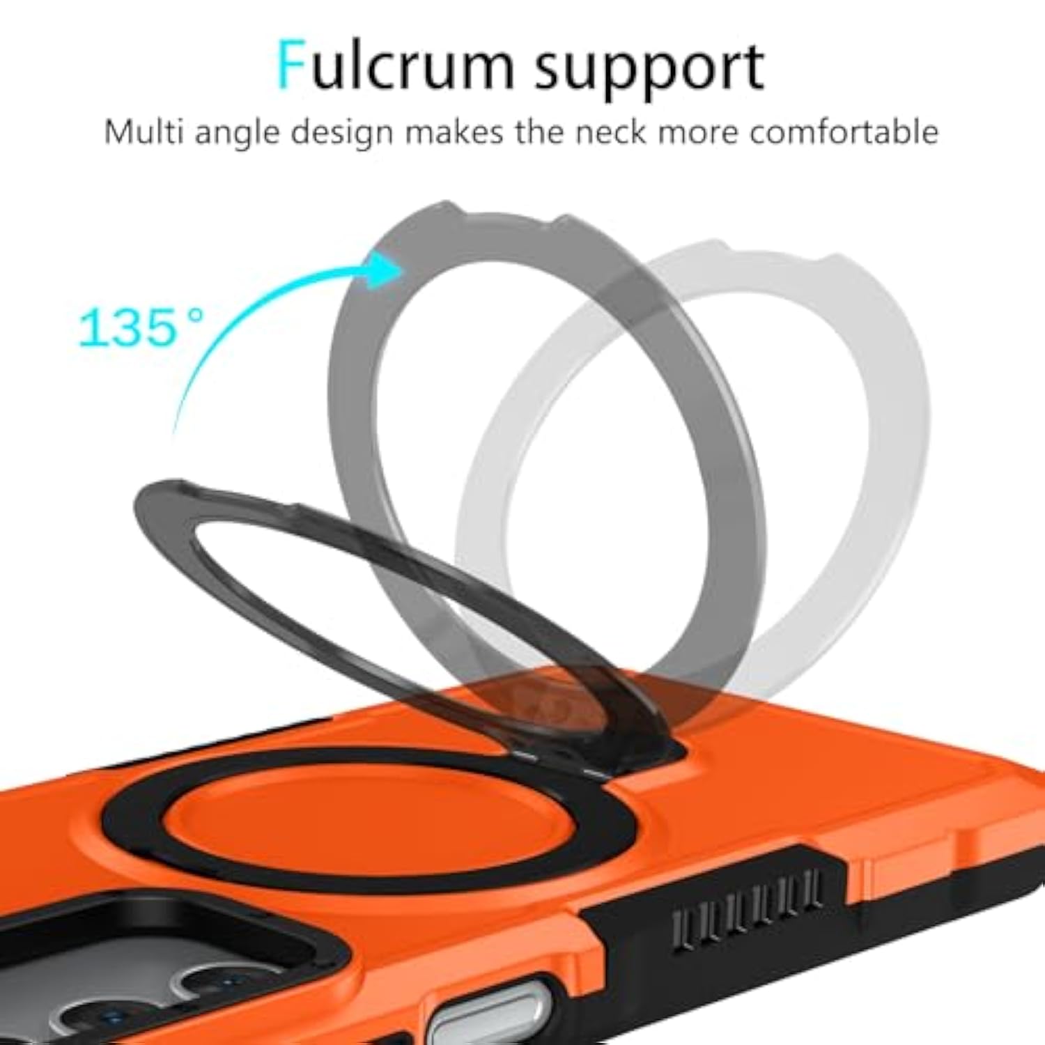 For Samsung Galaxy A16 5G Phone Case 2024 With Screen Protector, 360 Rotating Stand Heavy Protection Cover For Galaxy A 16 Phone, Orange