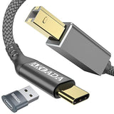 Usb C Printer Cable 15Ft, Usb B To Usb C Cable Compatible With Midi, Piano, Macbook Pro, Ipad Pro, Hp Canon Printers, Lexmark, Brother, Xerox, Macbook Air And More Type-C Devices/Laptops (Grey)