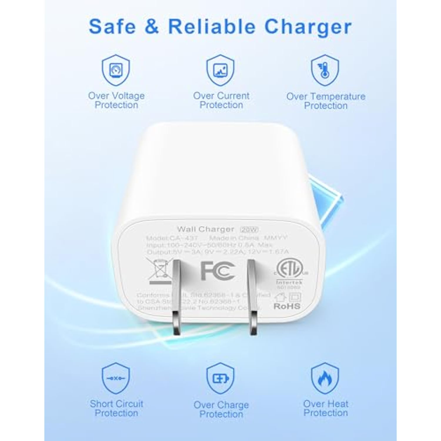 [2025 Upgraded] Iphone 16E Charger Fast Charging, 2-Pack 20W Usb C Wall Charger Block With 10Ft Long Usb C Charge Cord Cable For Iphone 16/16 Pro Max/16 Plus/16 Pro/16E/15/15 Pro/15 Pro Max, Ipad