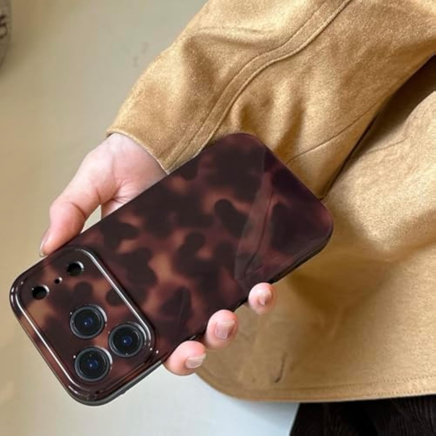 Tortoise Shell Phone Case for iPhone 17 Pro Brown - Slim Fit Shockproof Protective Cover