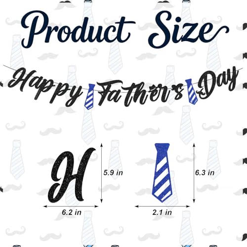 Happy Fathers Day Banner - Glitter Father's Day Decor Sign Banner Backdrop Background for Party - Fathers Day Decorations Party Theme Event Celebration Supplies