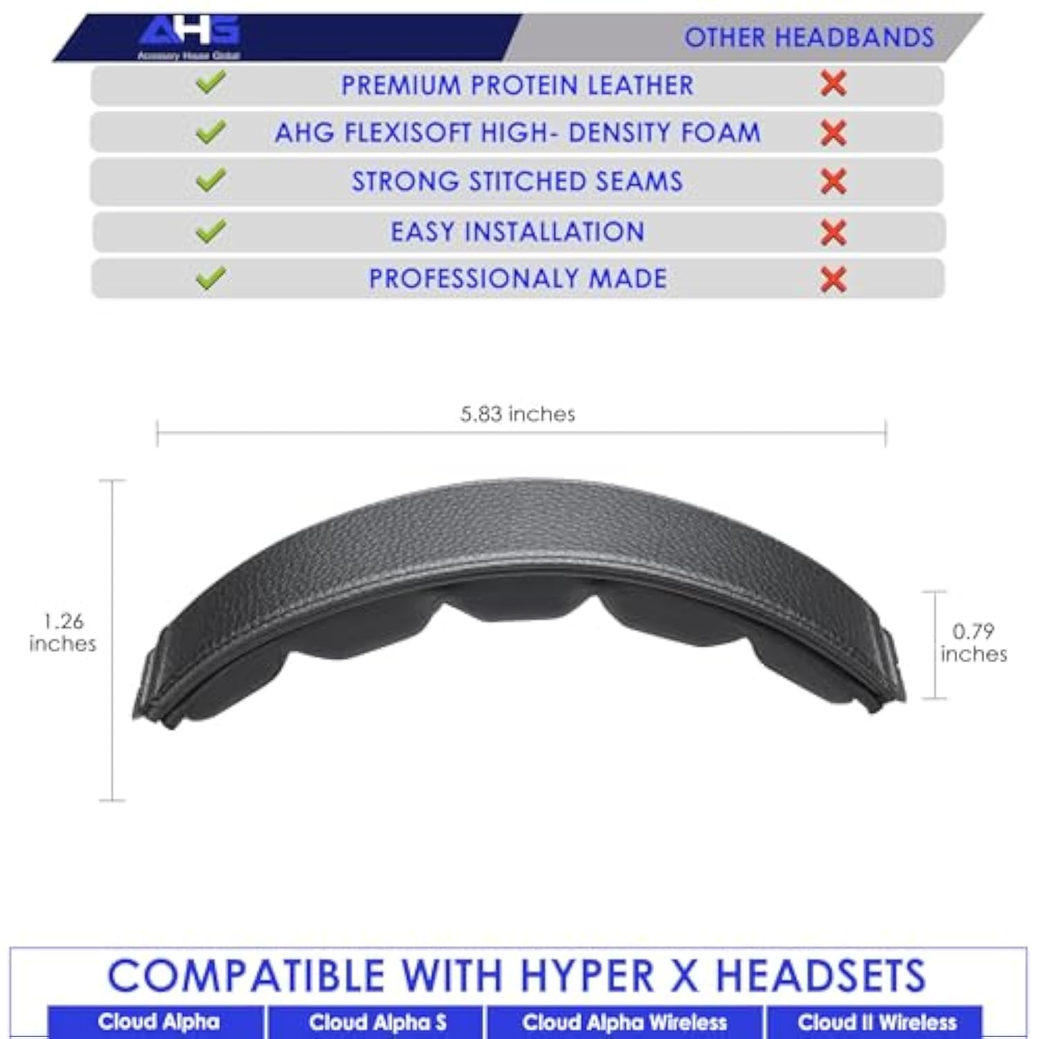 Upgrade V2 Magnetic Cloud Alpha Headband Pad Cushion Cover. Compatible With Hyperx Cloud Alpha Wireless/Alpha/Alpha S/Cloud 2 Wireless Headphones. Easy Fold On Design