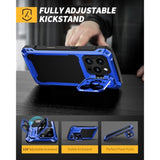 For Iphone 16 Pro Max Metal Case With Camera Cover & Stand [Compatible With Magsafe] [Built-In Kickstand] [Military-Grade Protection] Heavy Duty Rugged Magnetic Phone Case, (Blue)
