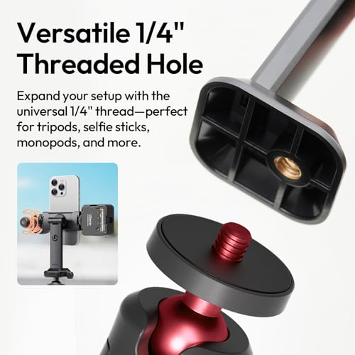 Phone Tripod Mount Adapter with Dual Cold Shoes & QR Plate, MA54 Cell Phone Holder for Tripod with 1/4" Screw, Adjustable Smartphone Mount Adapter