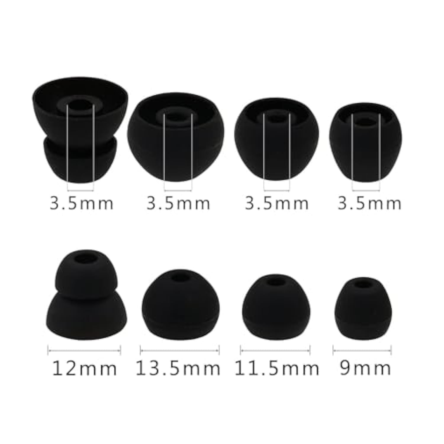 Eartips Compatible With In-Ear Earbuds, Earbud Tips Soft Silicone Earbuds Replacement Tips Fit For In-Ear Headphones(Inner Hole From 3.8Mm -4.2Mm) 16 Pairs S/M/L/D, Black