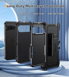 For Google Pixel 9 Case: Pixel 9 Pro Military Grade Drop Proof Protection Cell Phone Cover With Belt-Clip Holster | Dual Layer Rugged Heavy Duty Shockproof Protective Phonecase (Black)