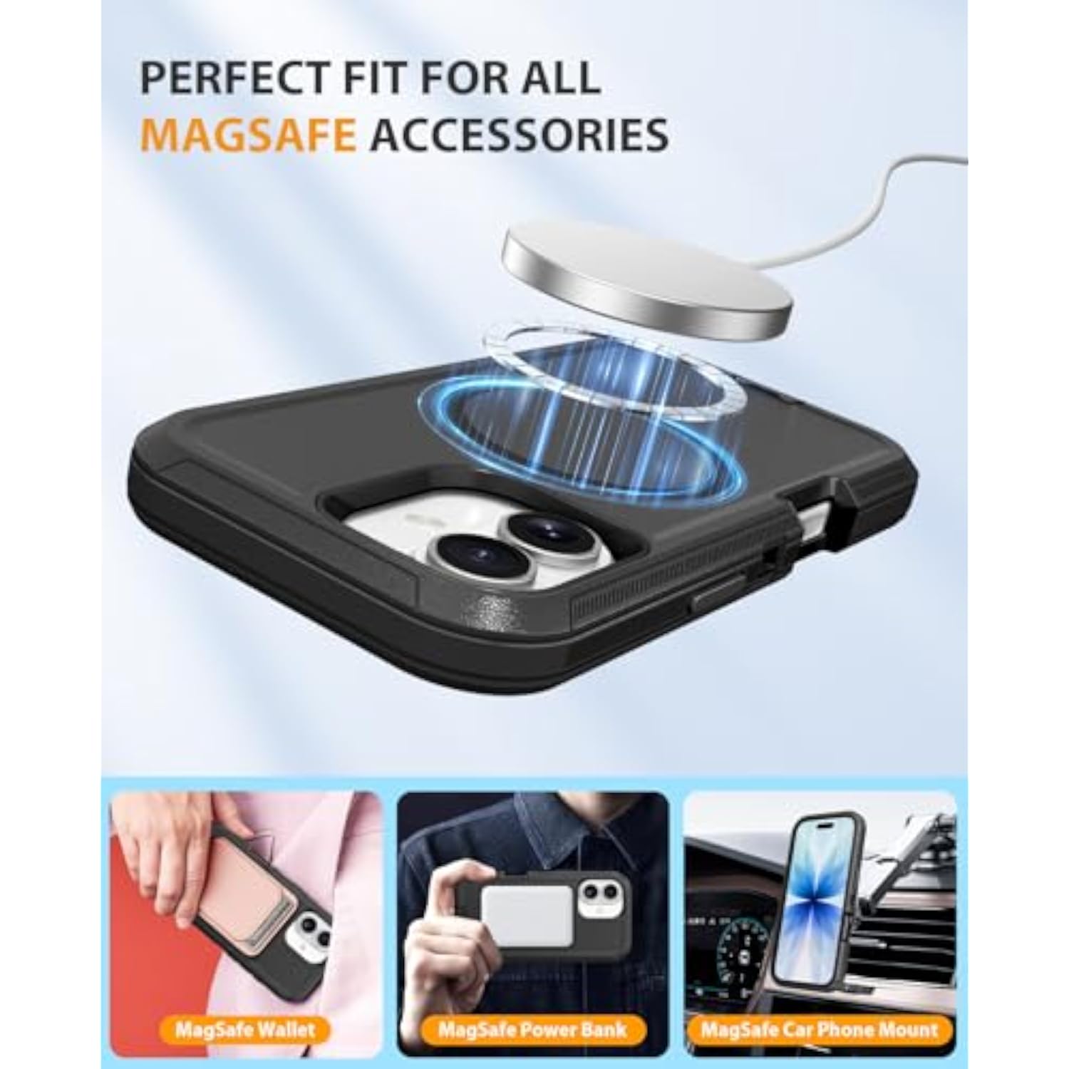 iPhone 17 MagSafe Rugged Phone Case Compatible with iPhone 17 5G Black