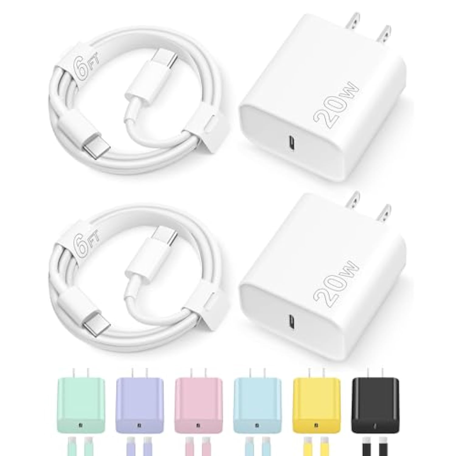 Iphone 17 16 15 Charger Fast Charging Type C Chargers Usb C Charger Block Iphone 17 16 15 Air Pro Max Chargers With 6Ft Cable For Iphone 17/17 Plus/17 Pro Max/16/16 Plus/16 Pro Max/15 Pro Max/Ipad Pro