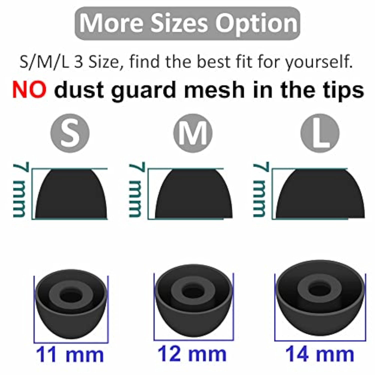 6 Pairs Galaxy Buds 2 Pro Ear Tips Buds Eartips, S/M/L Replacement Soft Silicone Rubber Flexible Gel Earbuds Earplug Fit In Case Compatible With Samsung Galaxy Buds 2 Pro 2022 Release - Graphite