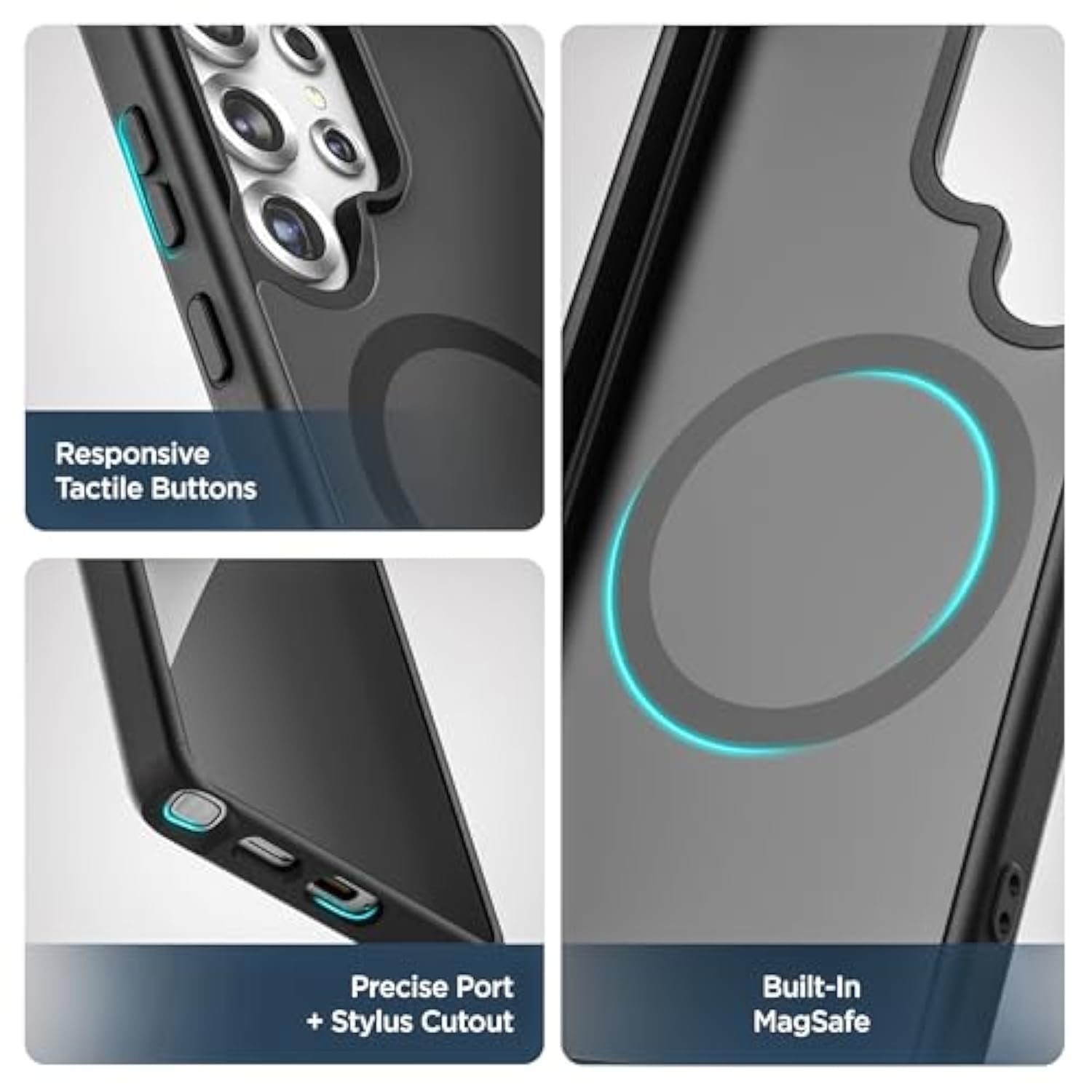 Belt Holster Case For Samsung Galaxy S25 Ultra, (Slim Fit) Case With Rotating Phone Holder Clip (Magnetic, Compatible With Magsafe) Matte Black