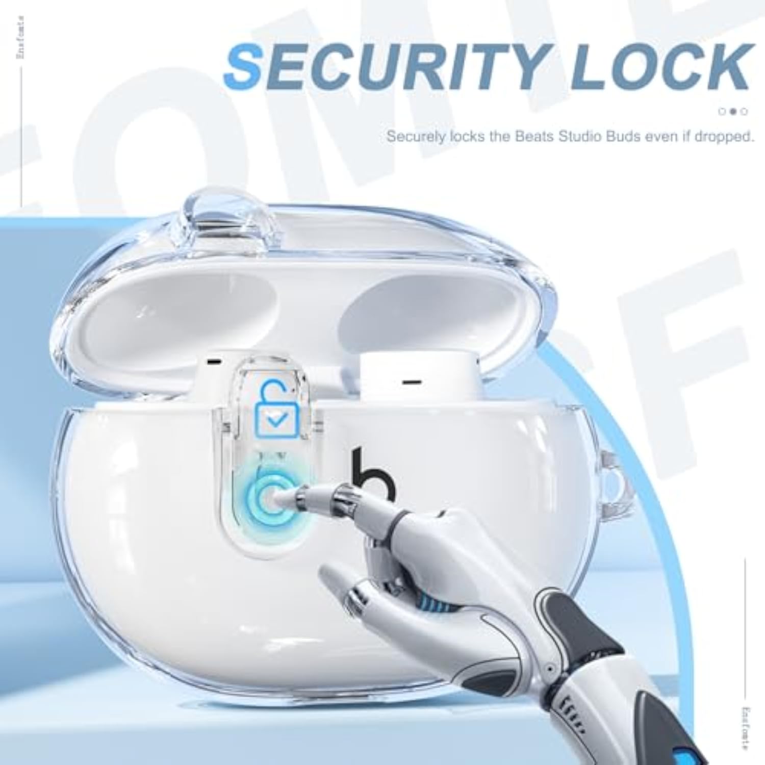 Clear Protective Case with Lock for Beats Studio Buds/Studio Buds Plus