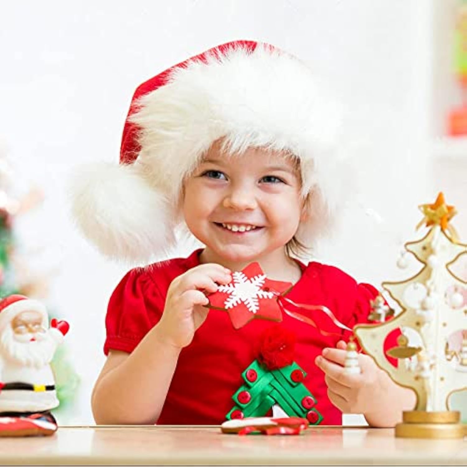 1Pack Christmas Santa Hat, Xmas Santa Claus Hat For Adults Kid Velvet Comfort Christmas Holiday Hats For Christmas