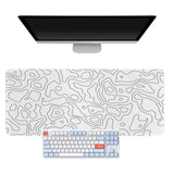 White Topographic Mouse Pad,Xxl 15.7X35.4 Inch Large Gaming Mouse Mat,Non-Slip Base Desk Mat,Extended Game Mousepad Keyboard Pad Long Desk Pad For Computer,Keyboard,Home,Office