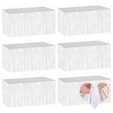 6 Pack 29X108 Inch White Metallic Foil Fringe Table Skirts Banner For Tinsel Streamer Garland Curtains Backdrop For Parade Floats Wedding Baby Shower Birthday Christmas Halloween Party Decoration