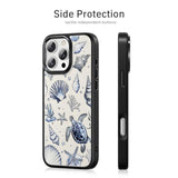 Crystal Glass Phone Case For Iphone 16 Compatible With Magsafe, Summer Sea Ocean Beach Turtle Shell Conch Starfish Designer Shock Proof Heavy-Duty Protection For Men Women Girls