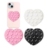 Heart-Shaped Silicone Phone Sticky Grip - Adhesive Back Phone Holder for iPhone & Android, Selfie Mirror Mount with Strong Suction Cup, Hands-Free