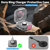 Secure Lock Plastic Case Cover Compatible with Oura Ring Gen 4 Charger, Portable Protective Case for Oura Ring Gen 4 Charger with Carabiner, Only Protective Case (Pink)