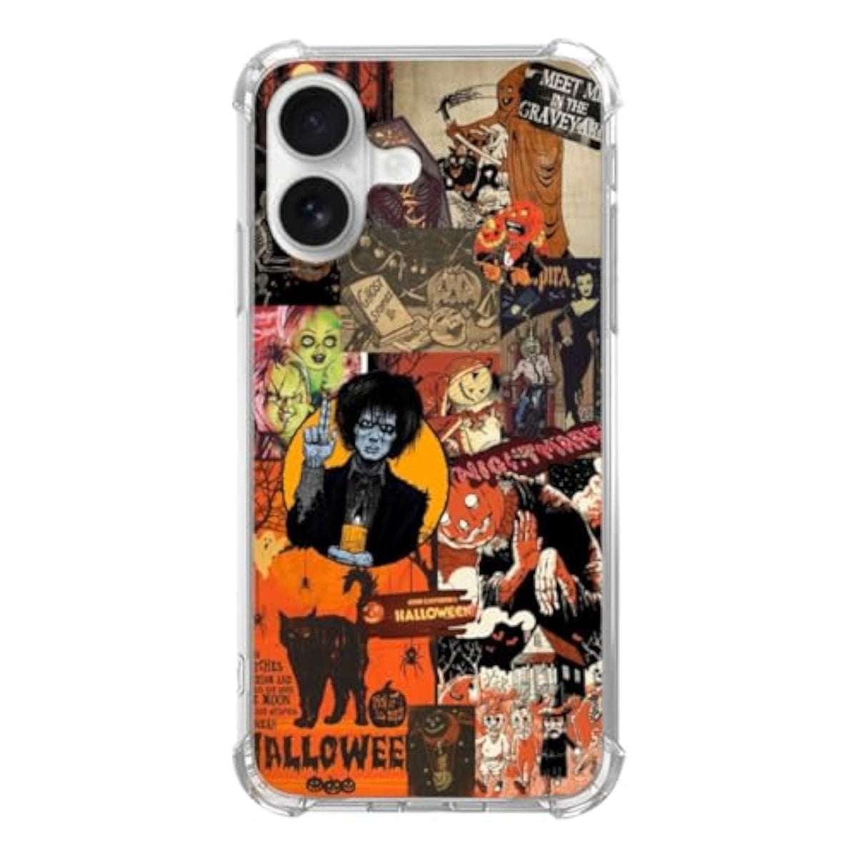 Halloween Collage Case Mystical Collage Art Case For Iphone 16 Plus,Retro Aesthetic Halloween Pumpkin Case For Girls Women Men For Iphone 16 Plus, Unique Trendy Tpu Bumper Cover Case