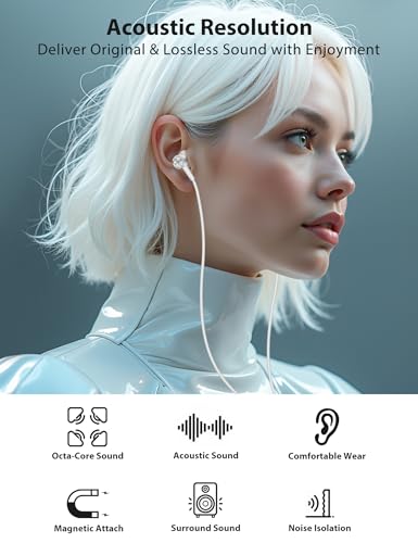 USB C Wired Earbuds for iPhone 17 16 15 90° Right Angle in-Ear Type C Headphones with Microphone Magnetic Hi Fi Stereo USB C Earphones for