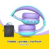 gorsun Kids Bluetooth Headphones, Portable Wireless Headset for Kids, Bluetooth 5.3, Over-Ear Cat Ear Toddler Headphones with Microphone, 85dB Volume Limited, 40 Hours Playtime-Purple
