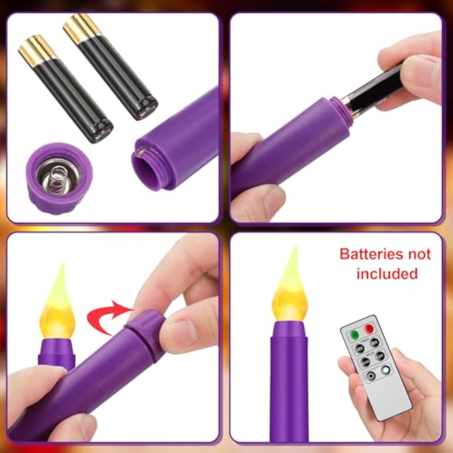 5 Pcs Led Flameless Advent Candle Set Christmas Candles With Words Joy Peace Christ Hope Love Seasonal Celebration Candles With Remote For Church Wreath, Battery Operated, Purple Pink White