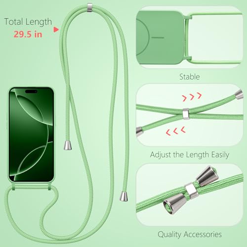 Magnetic Crossbody Case for iPhone 13 Pro Max 6.7", Liquid Silicone Case with Adjustable Shoulder Neck Lanyard Strap,[Compatible with MagSafe]