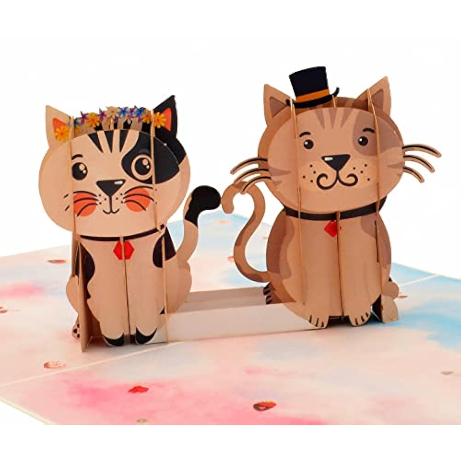 Mr And Mrs Cat Pop Up Card Come With Magic Flying Butterfly- Card For Cat Loving Friends, Anniversary Card, Wedding Card, Christmas, Mother'S Day, All Occasions. 6" X 8" When Closed (Mr&Mrs Cat)