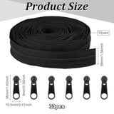 10 Yards #8 Nylon Closed-End Zippers Black Large Nylon Coil Zippers Wi