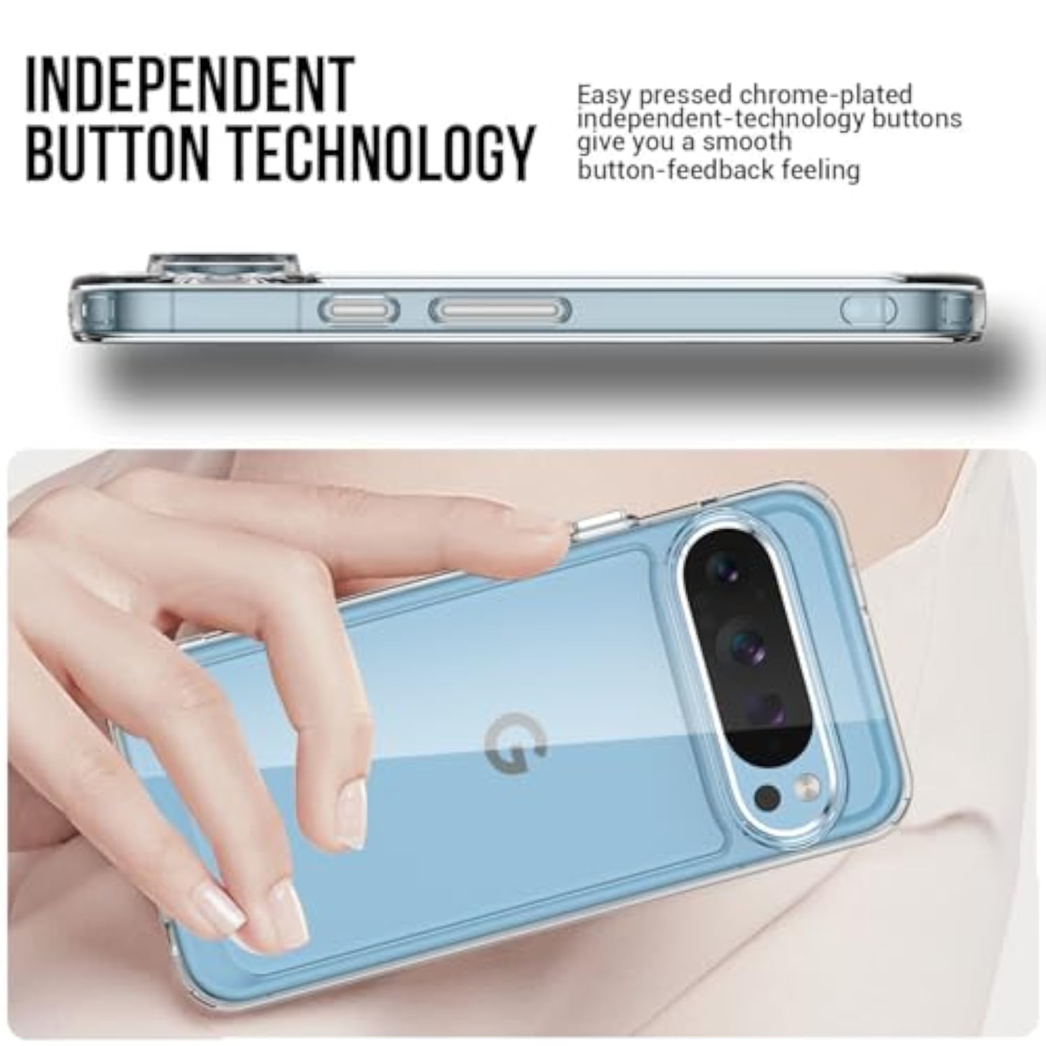 Pixel 9 Pro XL Case with Tempered Glass, Airbags, Shockproof, Crystal Clear
