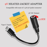 9V Heated Jacket Battery Charger Cable For 7.4V 8.4V Heated Jacket, Hoodies, Vests (Not For 12V Heated Gear)