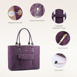 Laptop Bag For Women With Cup Holder?Waterproof Work Tote Fits For 15.6 Inch Computer,Quilted Laptop Tote Bag Features A Luggage Sleeve For Easy Carrying.Professional Laptop Purse In Nude