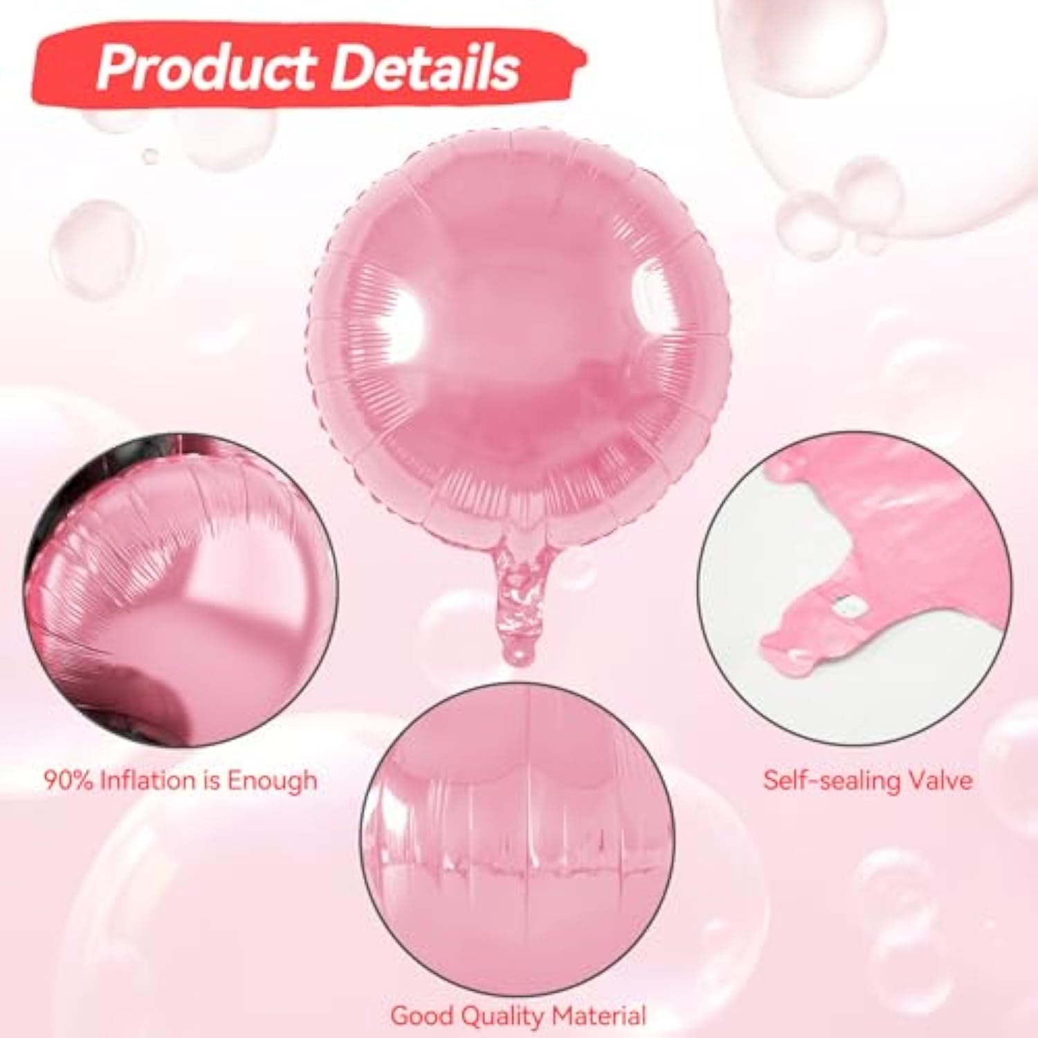 20Pcs Black Pink Round Shaped Balloons, 18 Inch Round Foil Balloon, Light Pink Black Round Aluminum Giant Helium Balloon For Birthday Party Wedding Baby Shower Bachelorette Anniversary Decoration