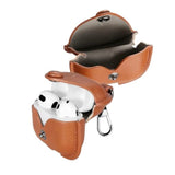 Leather Wireless Charging Case for Airpods 4th Generation with Keychain, Stylish Retro Design, Front LED Visible, Brown