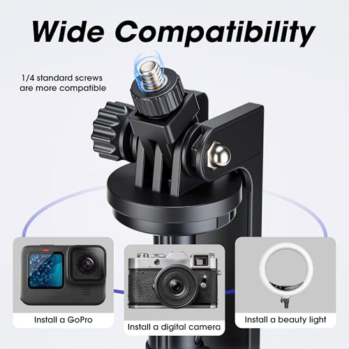 Magnetic Phone Tripod,76" Auto-Open Phone Stand with Metal Ring & Rechargable Remote,Portable Selfie Stick with Magnetic Holder for