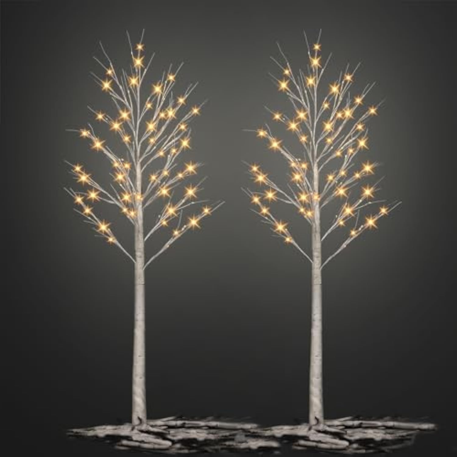 Lighted Tree,2 Pack 6 Ft 240 Led Warm White Birch Tree Light Detachable Tree Light Fairy Light Spirit Tree Fall Decor For Home Twinkling Tree Party Bedroom Wedding Thanksgiving Christmas Decorations
